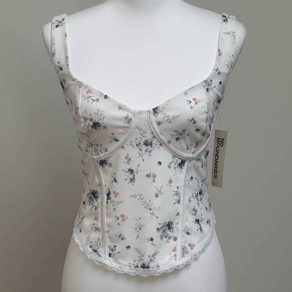 White Floral Bustier Top